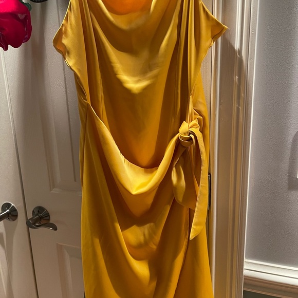 Nine West Dresses & Skirts - Nine West Gold Ruched Tie Front Sheath Dress